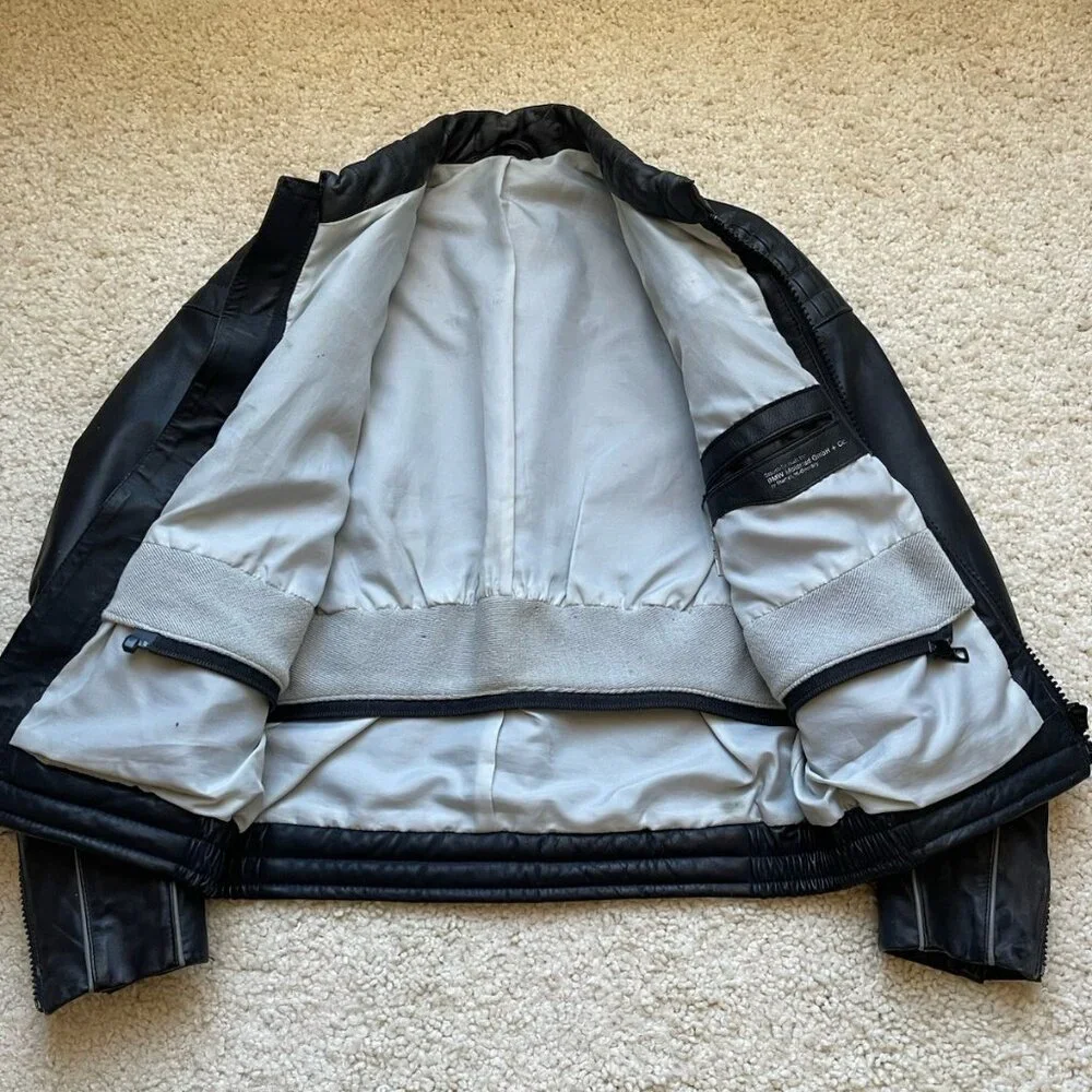 BMW Collection leather biker jacket Vintage 1980s Made in Germany Size US Small - Picture 3 of 7
